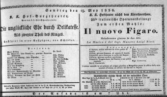 Theaterzettel (Oper und Burgtheater in Wien) 18380519 Seite: 1