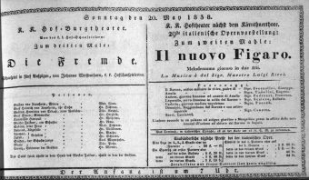 Theaterzettel (Oper und Burgtheater in Wien) 18380520 Seite: 1
