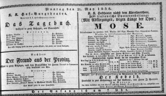 Theaterzettel (Oper und Burgtheater in Wien) 18380521 Seite: 1