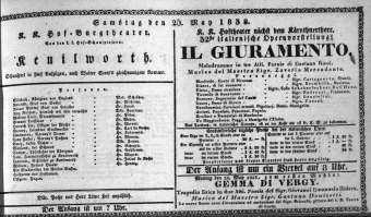 Theaterzettel (Oper und Burgtheater in Wien) 18380526 Seite: 1