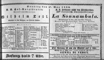 Theaterzettel (Oper und Burgtheater in Wien) 18380527 Seite: 1