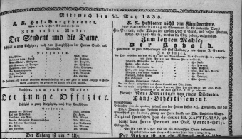 Theaterzettel (Oper und Burgtheater in Wien) 18380530 Seite: 1