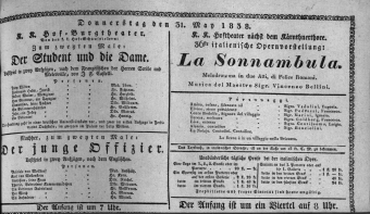 Theaterzettel (Oper und Burgtheater in Wien) 18380531 Seite: 1