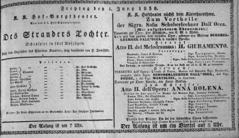 Theaterzettel (Oper und Burgtheater in Wien) 18380601 Seite: 1