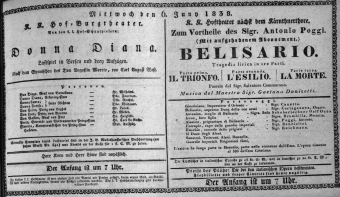 Theaterzettel (Oper und Burgtheater in Wien) 18380606 Seite: 1