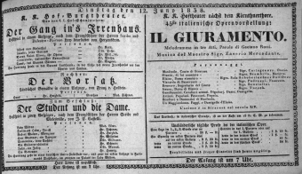 Theaterzettel (Oper und Burgtheater in Wien) 18380612 Seite: 1