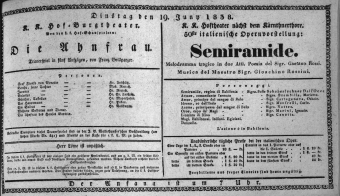 Theaterzettel (Oper und Burgtheater in Wien) 18380619 Seite: 1