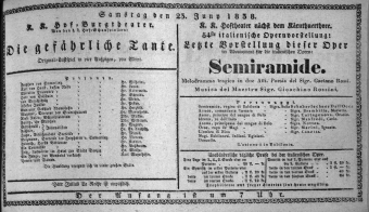 Theaterzettel (Oper und Burgtheater in Wien) 18380623 Seite: 1