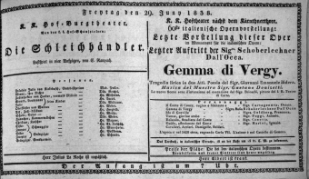 Theaterzettel (Oper und Burgtheater in Wien) 18380629 Seite: 1