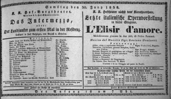 Theaterzettel (Oper und Burgtheater in Wien) 18380630 Seite: 1