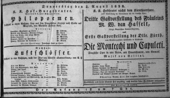 Theaterzettel (Oper und Burgtheater in Wien) 18380802 Seite: 1
