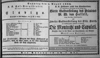 Theaterzettel (Oper und Burgtheater in Wien) 18380805 Seite: 1