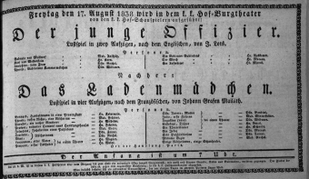 Theaterzettel (Oper und Burgtheater in Wien) 18380817 Seite: 1