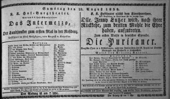 Theaterzettel (Oper und Burgtheater in Wien) 18380818 Seite: 1