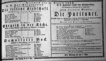 Theaterzettel (Oper und Burgtheater in Wien) 18380822 Seite: 1