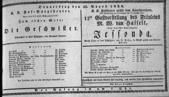 Theaterzettel (Oper und Burgtheater in Wien) 18380823 Seite: 1