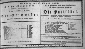 Theaterzettel (Oper und Burgtheater in Wien) 18380826 Seite: 1