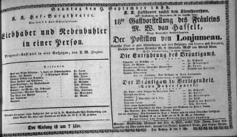 Theaterzettel (Oper und Burgtheater in Wien) 18380909 Seite: 1