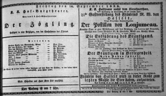 Theaterzettel (Oper und Burgtheater in Wien) 18380914 Seite: 1