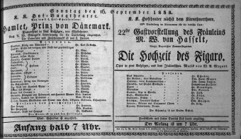 Theaterzettel (Oper und Burgtheater in Wien) 18380916 Seite: 1