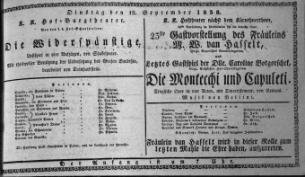 Theaterzettel (Oper und Burgtheater in Wien) 18380918 Seite: 1