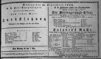 Theaterzettel (Oper und Burgtheater in Wien) 18380924 Seite: 1