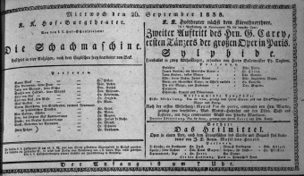Theaterzettel (Oper und Burgtheater in Wien) 18380926 Seite: 1