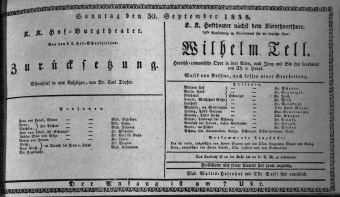 Theaterzettel (Oper und Burgtheater in Wien) 18380930 Seite: 1