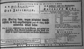 Theaterzettel (Oper und Burgtheater in Wien) 18381011 Seite: 1