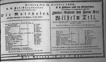 Theaterzettel (Oper und Burgtheater in Wien) 18381012 Seite: 1