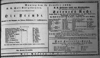 Theaterzettel (Oper und Burgtheater in Wien) 18381015 Seite: 1