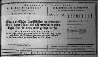 Theaterzettel (Oper und Burgtheater in Wien) 18381017 Seite: 1