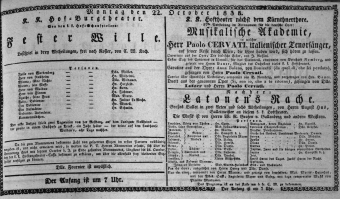 Theaterzettel (Oper und Burgtheater in Wien) 18381022 Seite: 1