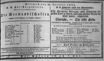 Theaterzettel (Oper und Burgtheater in Wien) 18381024 Seite: 1