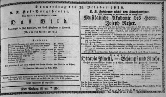 Theaterzettel (Oper und Burgtheater in Wien) 18381025 Seite: 1