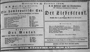 Theaterzettel (Oper und Burgtheater in Wien) 18381029 Seite: 1