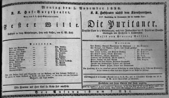 Theaterzettel (Oper und Burgtheater in Wien) 18381105 Seite: 1