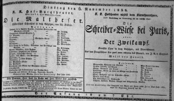 Theaterzettel (Oper und Burgtheater in Wien) 18381106 Seite: 1