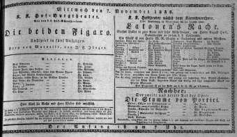 Theaterzettel (Oper und Burgtheater in Wien) 18381107 Seite: 1