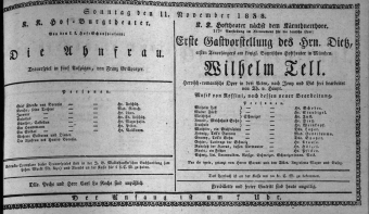 Theaterzettel (Oper und Burgtheater in Wien) 18381111 Seite: 1