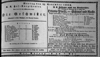 Theaterzettel (Oper und Burgtheater in Wien) 18381119 Seite: 1