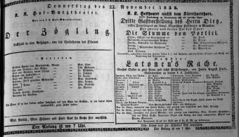 Theaterzettel (Oper und Burgtheater in Wien) 18381122 Seite: 1