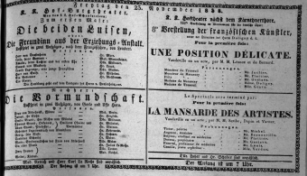 Theaterzettel (Oper und Burgtheater in Wien) 18381123 Seite: 1