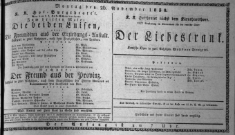 Theaterzettel (Oper und Burgtheater in Wien) 18381126 Seite: 1