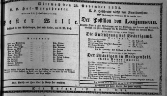 Theaterzettel (Oper und Burgtheater in Wien) 18381128 Seite: 1