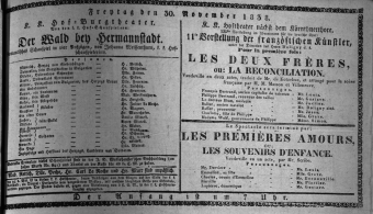 Theaterzettel (Oper und Burgtheater in Wien) 18381130 Seite: 1