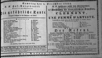 Theaterzettel (Oper und Burgtheater in Wien) 18381201 Seite: 1