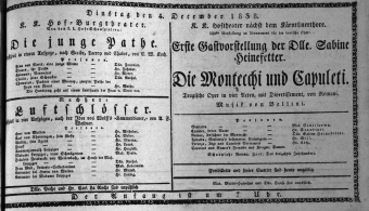 Theaterzettel (Oper und Burgtheater in Wien) 18381204 Seite: 1