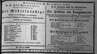 Theaterzettel (Oper und Burgtheater in Wien) 18381216 Seite: 1