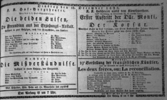 Theaterzettel (Oper und Burgtheater in Wien) 18381218 Seite: 1